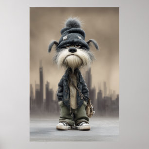 Grumpy Hund i Streetwear Poster