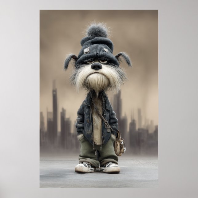 Grumpy Hund i Streetwear Poster (Framsidan)
