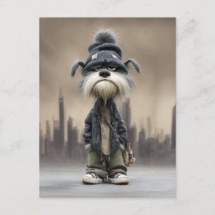 Grumpy Hund i Streetwear Vykort