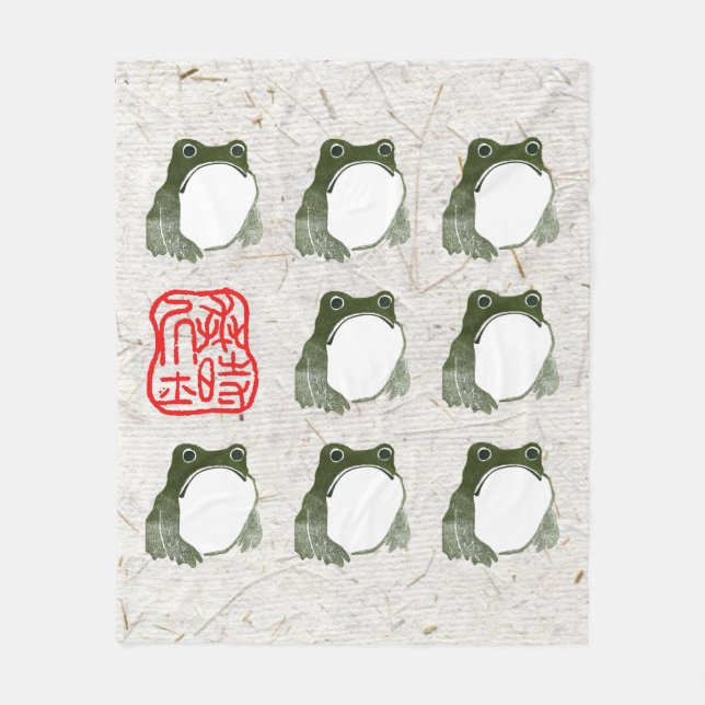 Grumpy Japanska Frog Toad 1800-talet Fleecefilt (Framsidan)