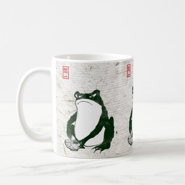 Grumpy Japanska Frog Toad 1800-talet Kaffemugg (Vänster)