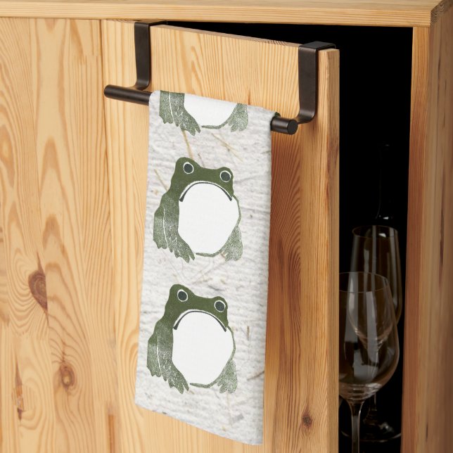Grumpy Japanska Frog Toad 1800-talet Kökshandduk (Thirds Fold)