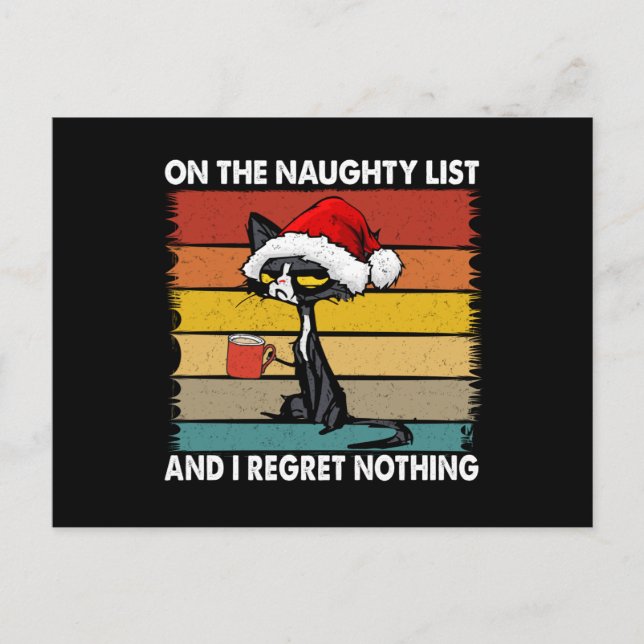 Grumpy Jul Cat på Naughty List Helg Vykort (Framsida)
