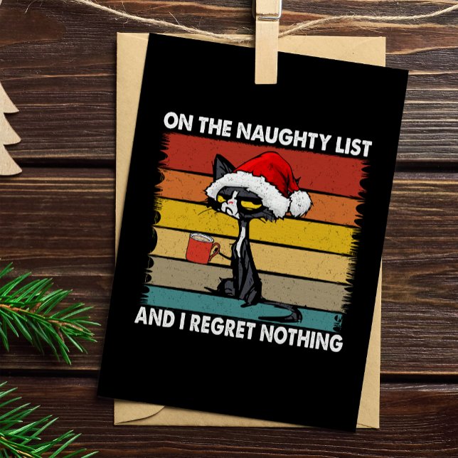 Grumpy Jul Cat på Naughty List Julkort (Skapare uppladdad)