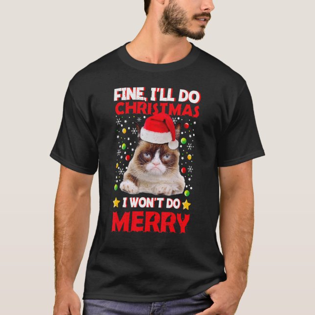 Grumpy jul Cat Pun Joke T Shirt (Framsida)