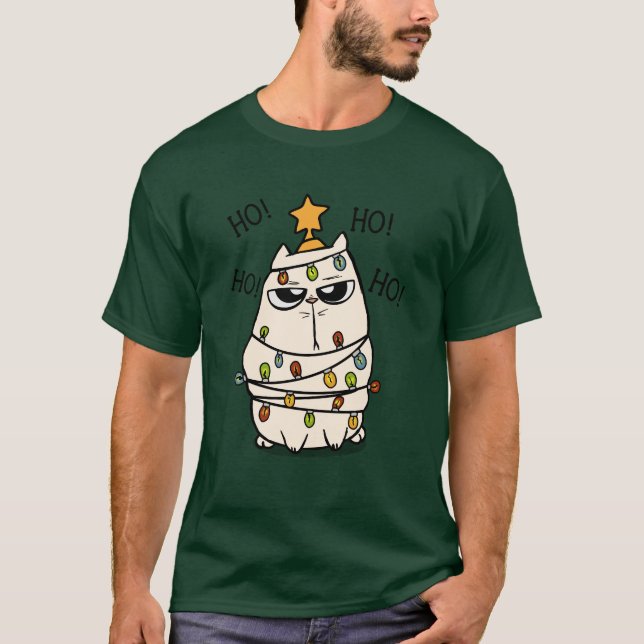 Grumpy jul Cat T Shirt (Framsida)