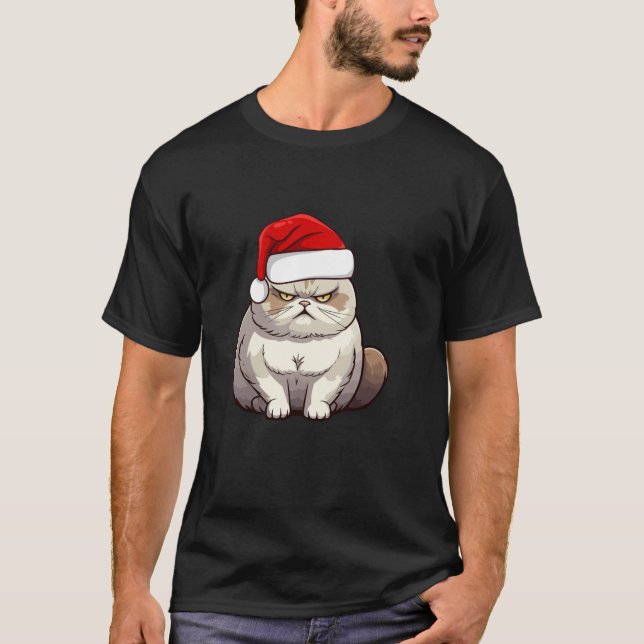 Grumpy jul Cat T Shirt (Framsida)