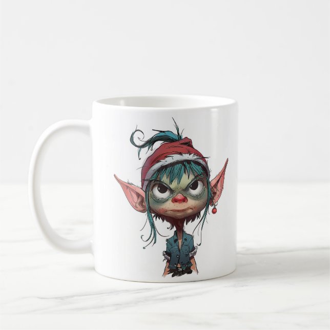 Grumpy jul Elf Attitude Kaffemugg (Vänster)