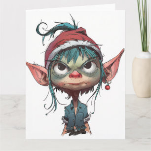 Grumpy jul Elf Attitude Kort