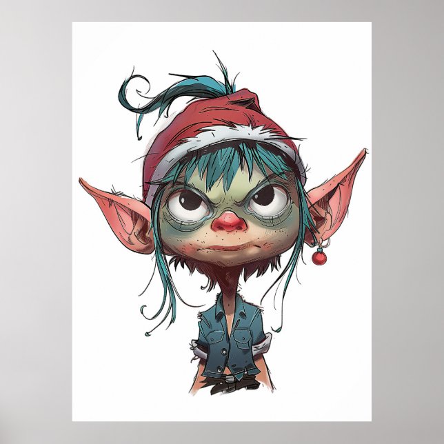 Grumpy jul Elf Attitude Poster (Framsidan)
