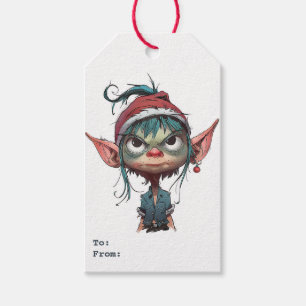 Grumpy jul Elf Attitude Presentetikett