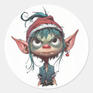 Grumpy jul Elf Attitude Runt Klistermärke