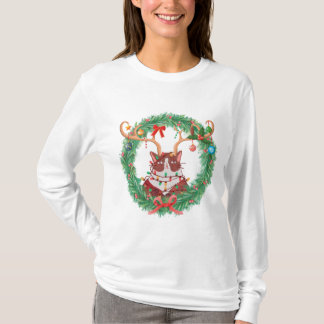Grumpy jul Kat Reindeer Wandeer Långsåld T Shirt