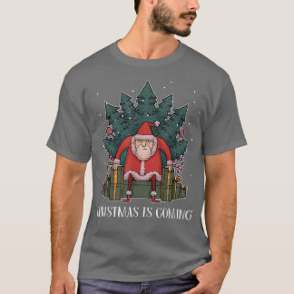 Grumpy Jultomten Träd nuvarande Throne Funny Chris T Shirt