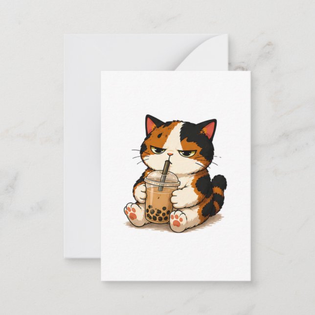 Grumpy Kalikokatt Bubble Te  Anteckningskort (Framsida)