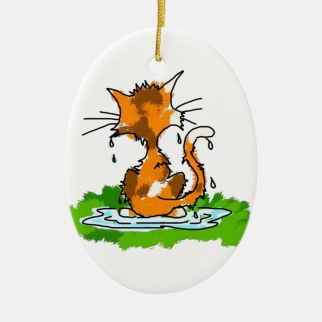 Grumpy katt julgransprydnad keramik (Framsidan)