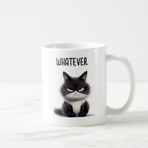 Grumpy katt med kopp kaffe