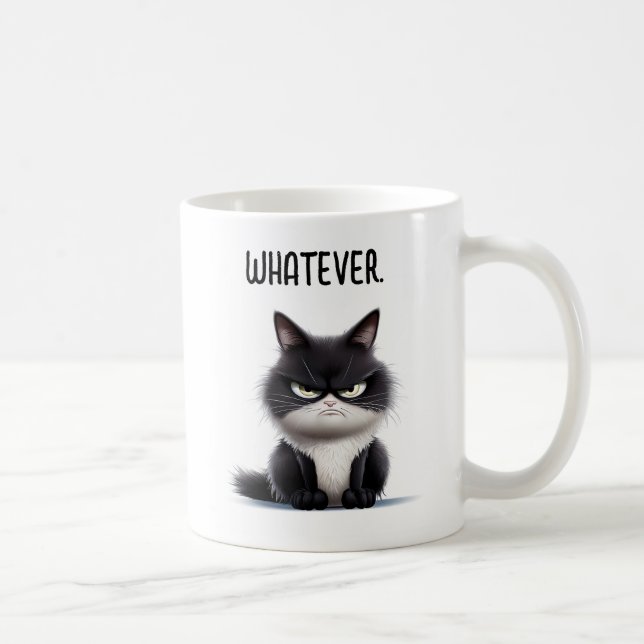 Grumpy katt med kopp kaffe (Höger)