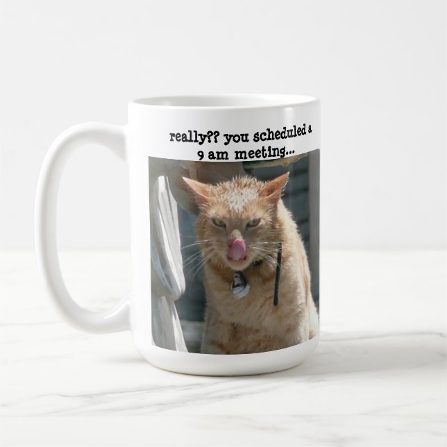 Grumpy katt, sarcasm, inte en morgonperson! kaffemugg (Vänster)