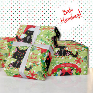 Grumpy Kattunge Bah Humbug Wearing Bows Presentpapper