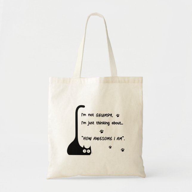 Grumpy Kitten how awesome I am Tote Bag Tygkasse (Framsidan)