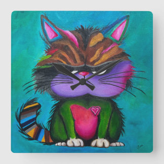 Grumpy Kitty-klocka Fyrkantig Klocka