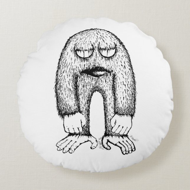 Grumpy Little Monster Indie Art Pillow Rund Kudde (Framsidan)