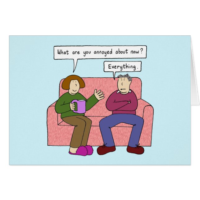 Grumpy Manar Tecknad Humor Hälsningskort (Framsidan Horizontal)