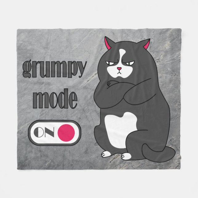 Grumpy mode on funny fat cat fleecefilt (Framsidan (Horisontell))