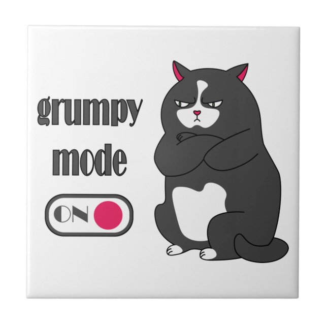 Grumpy mode on funny fat cat  kakelplatta (Framsidan)