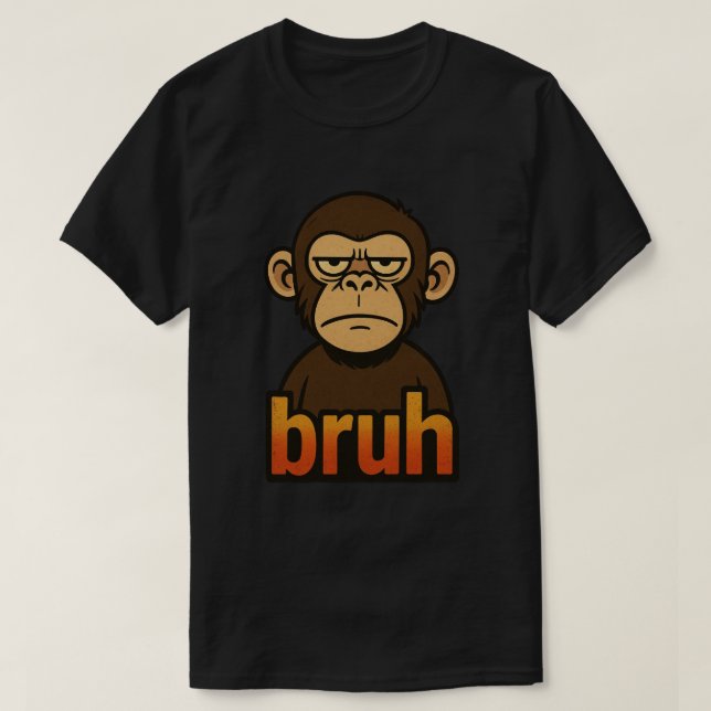 Grumpy Monkey “bruh” Meme – Rolig Retro Sarksastis T Shirt (Design framsida)