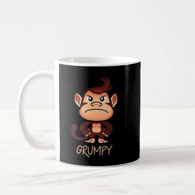 Grumpy Monkey Meme Aesthetic Bad Mood chimpanze P Kaffemugg (Vänster)