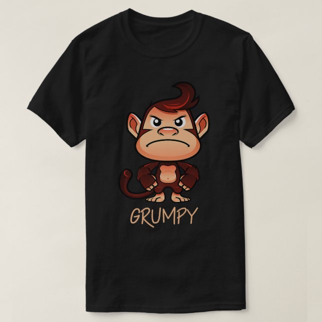 Grumpy Monkey Meme Aesthetic Bad Mood chimpanze P T Shirt (Design framsida)