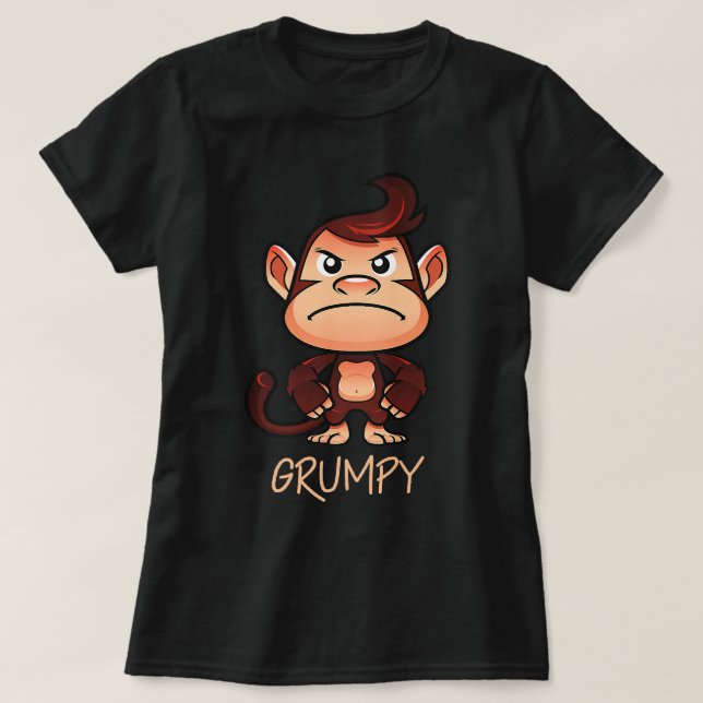 Grumpy Monkey Meme Aesthetic Bad Mood chimpanze P T Shirt (Design framsida)