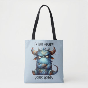 Grumpy Monster Tote Bag Tygkasse