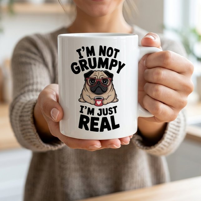 Grumpy Mops Rolig Sarksastisk Antisocial Hundälska Kaffemugg (Skapare uppladdad)