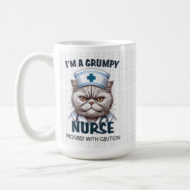 Grumpy Nurse Cat Mugg - Funny #NurseLife Gift (Vänster)