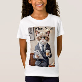 Grumpy Office Cat What Now T Shirt