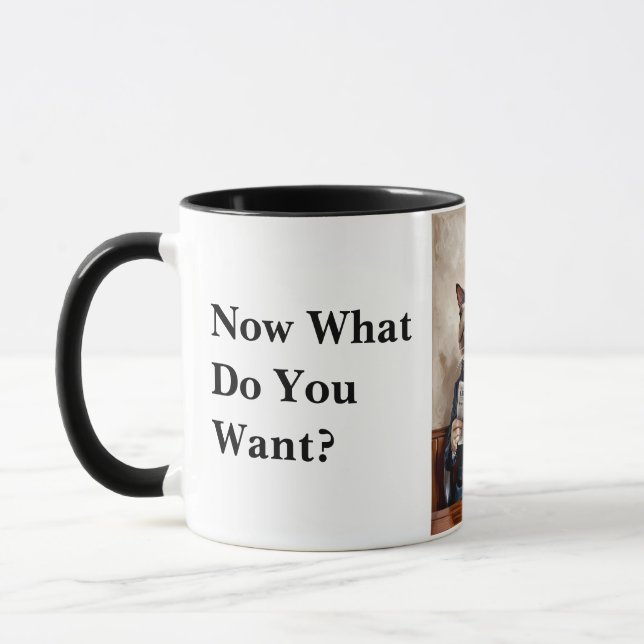 Grumpy Office-katt Läsa tidningen Mugg (Vänster)