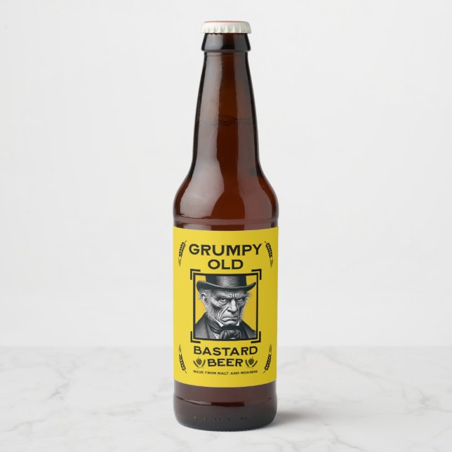 Grumpy Old Bastard Beer Ölflaska Etikett (Framsida)