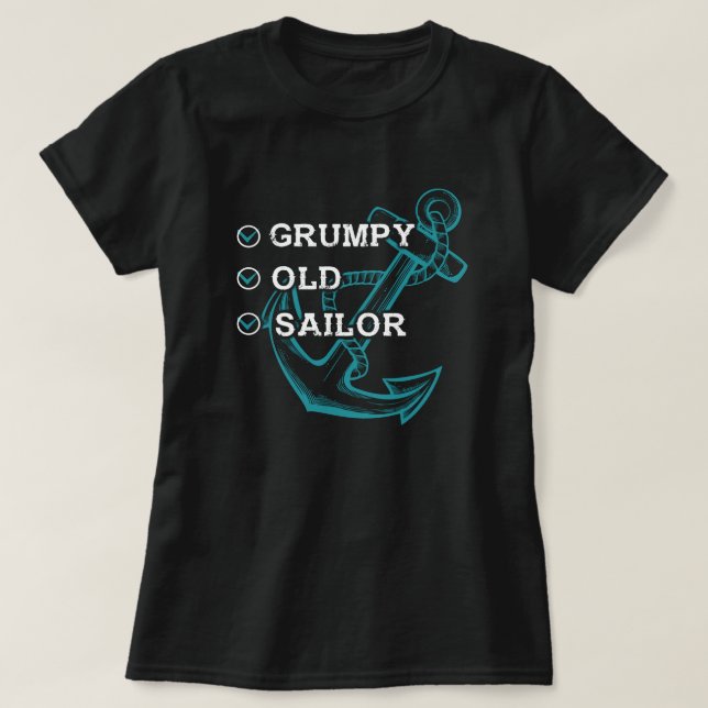 Grumpy Old Sailor Anchor Check T Shirt (Design framsida)