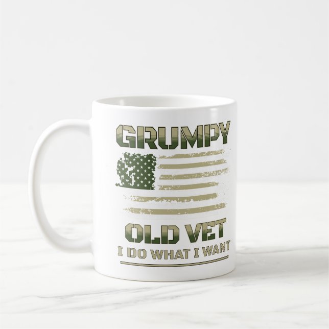 Grumpy Old Vet jag gör vad jag vill ha veteran Kaffemugg (Vänster)