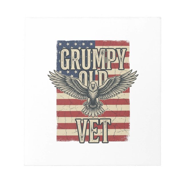 Grumpy Old Vet Patriotisk Örn Flagga Tröja Design Anteckningsblock (Framsida)
