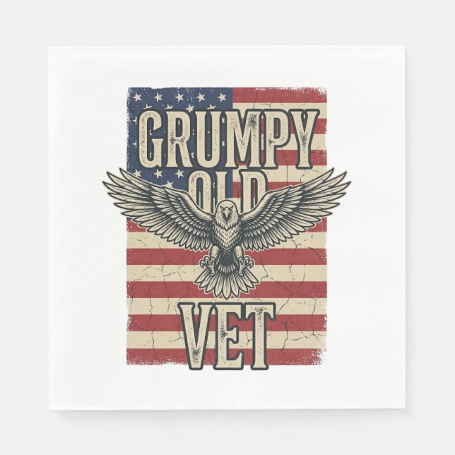 Grumpy Old Vet Patriotisk Örn Flagga Tröja Design Pappersservett (Framsidan)