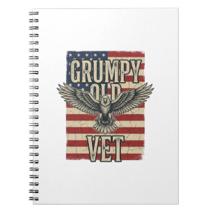 Grumpy Old Vet Patriotisk Örn Flagga Tröjd Design Anteckningsbok
