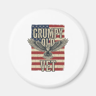 Grumpy Old Vet Patriotisk Örn Flagga Tröjd Design Magnet