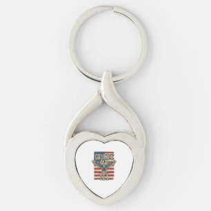 Grumpy Old Vet Patriotisk Örn Flagga Tröjd Design Twisted Heart Silverfärgad Nyckelring