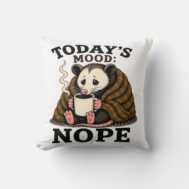 Grumpy Opossum Kaffe Rolig Morgon Design Kudde (Framsida)