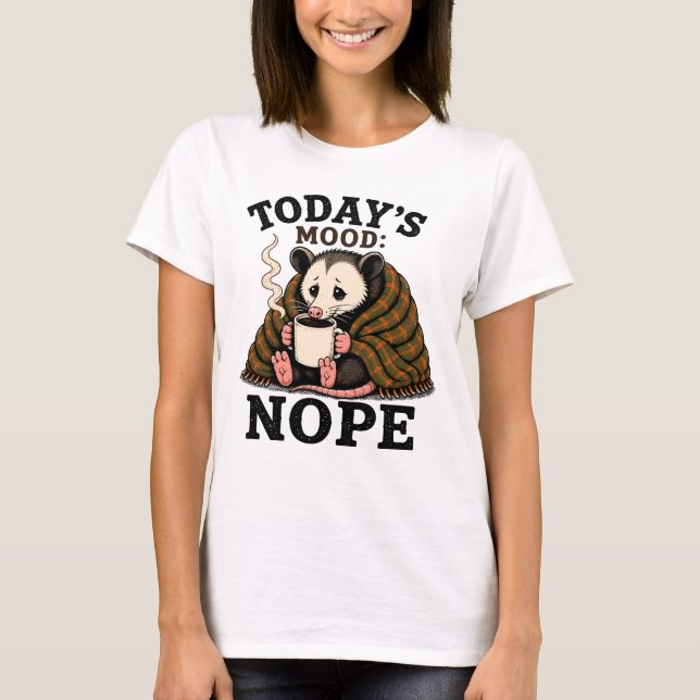 Grumpy Opossum Kaffe Rolig Morgon Design T Shirt (Framsida)