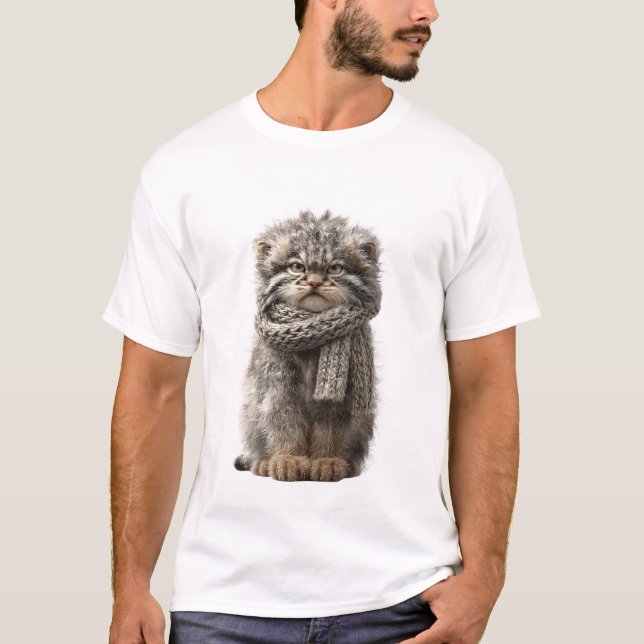 Grumpy Pallas Cat i stickad halsduk T Shirt (Framsida)